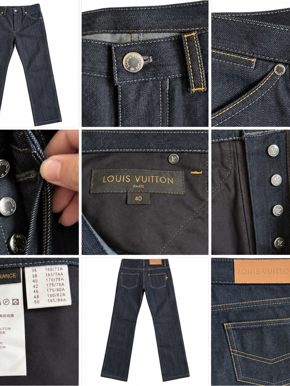 Louis Vuitton Men’s Raw Indigo Straight Leg Jeans Size 40 Made in France